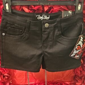 Real Love NWT Girls Black Stretch Light Denim Shorts Size 10